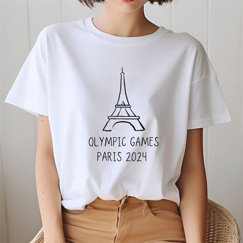 T-shirt à manches courtes olympiques Tour Eiffel Paris 2024