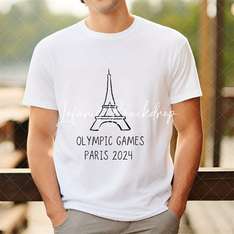 T-shirt à manches courtes olympiques Tour Eiffel Paris 2024