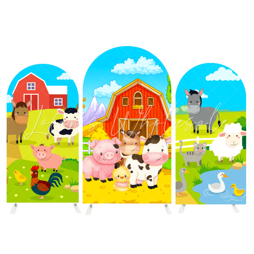 Toile de fond pour arche anniversaire grange thème animal ferme Chiara