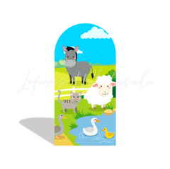Toile de fond pour arche anniversaire grange thème animal ferme Chiara