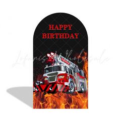 Toile de fond pour arche thème camion pompier pour fête anniversaire Baby Shower