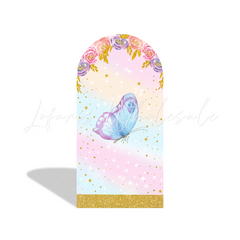 Toile de fond pour arche Joyeux Anniversaire papillon flore