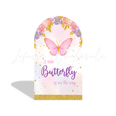 Toile de fond pour arche Joyeux Anniversaire papillon flore