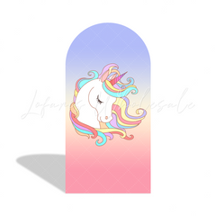 Toile de fond pour arche Joyeux Anniversaire thème licorne paillettes or flore