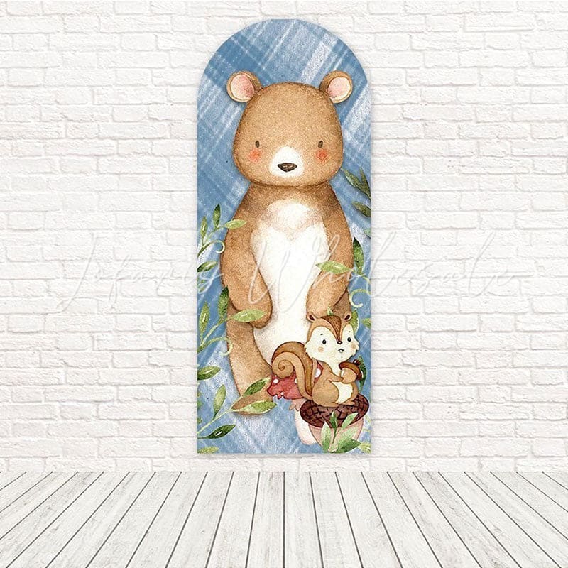 Toile de fond pour arche ours animal forêt pour décor fête thème rustique