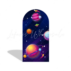 Toile de fond pour arche fête anniversaire Baby Shower dessin animé galaxie