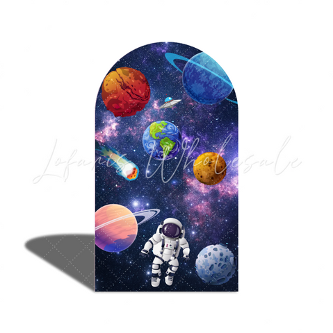 Toile de fond pour arche dessin animé astronaute espace galaxie pour fête anniversaire Baby Shower