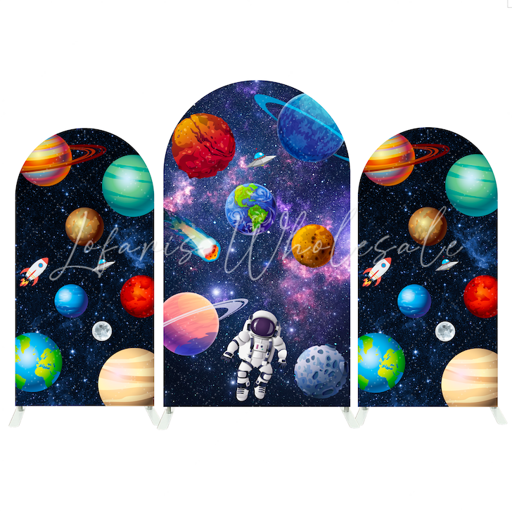 Toile de fond pour arche dessin animé astronaute espace galaxie pour fête anniversaire Baby Shower