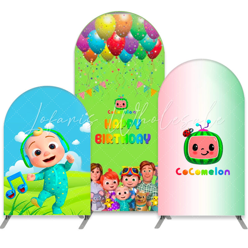 Kit toile de fond pour arche anniversaire enfants dessin animé thème ballons paillettes