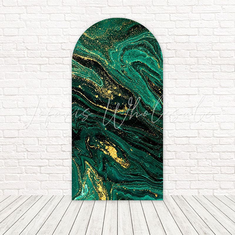 Toile de fond pour arche brillance luxe marbre vert or pour célébration stylée