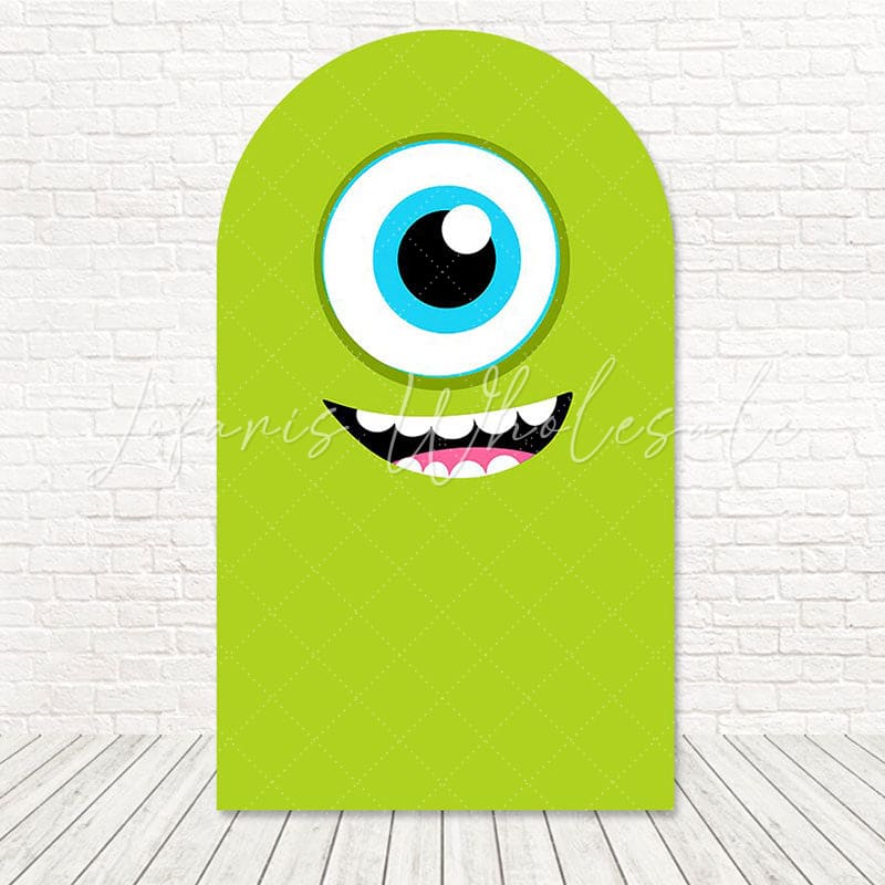 Toile de fond pour arche Monstres et Cie vert pour décor fête ludique et fun