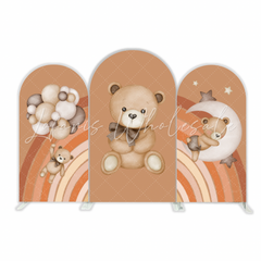 Toile de fond pour arche fête anniversaire ours en peluche montgolfière