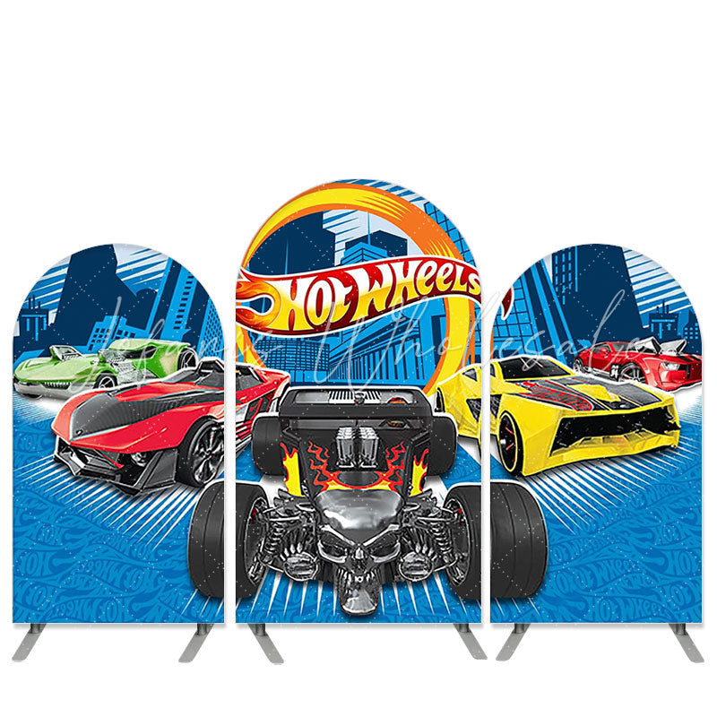 Kit toile de fond pour arche fête anniversaire voiture de course thème Hotwheels