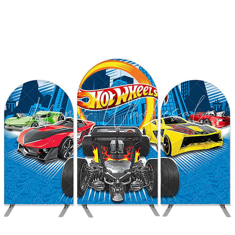 Kit toile de fond pour arche fête anniversaire voiture de course thème Hotwheels