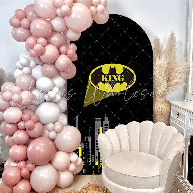 Toile de fond pour arche double face ligne d'horizon lumière ville roi