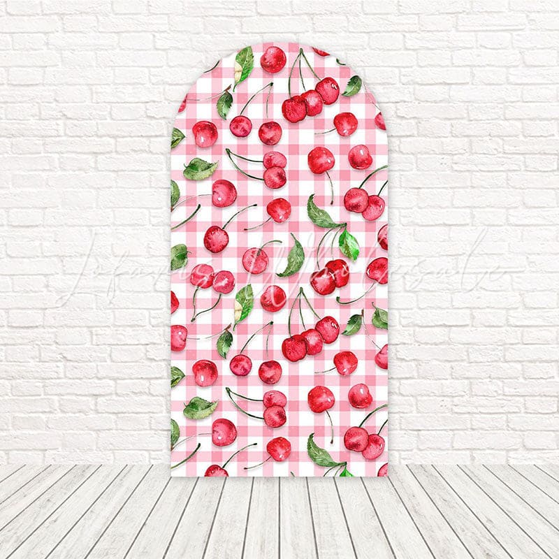 Toile de fond pour arche écossais petite cerise pour événements fête doux et ludiques