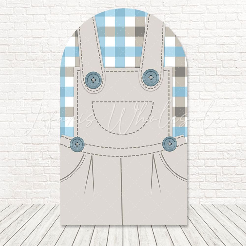 Toile de fond pour arche look salopette petite ferme pour fête bébé mignonne
