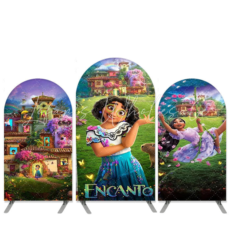 Kit toile de fond pour arche anniversaire filles dessin animé thème maison magique