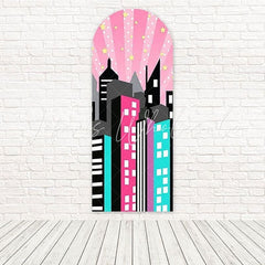 Toile de fond pour arche fun thème héros style univers comic skyline Marvel
