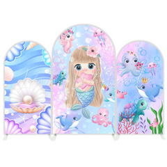 Housse pour arche fond fête anniversaire Baby Shower Sirène