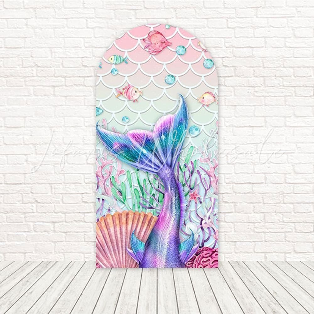 Toile de fond pour arche écailles sirène éclat océan pour fête sous-marine