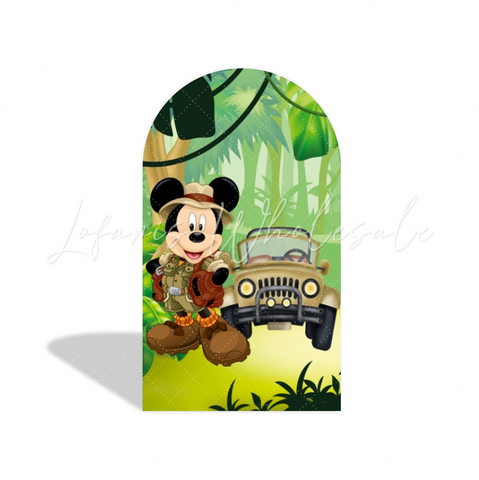 Toile de fond pour arche Joyeux Anniversaire Mickey Safari Sauvage