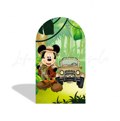 Toile de fond pour arche Joyeux Anniversaire Mickey Safari Sauvage