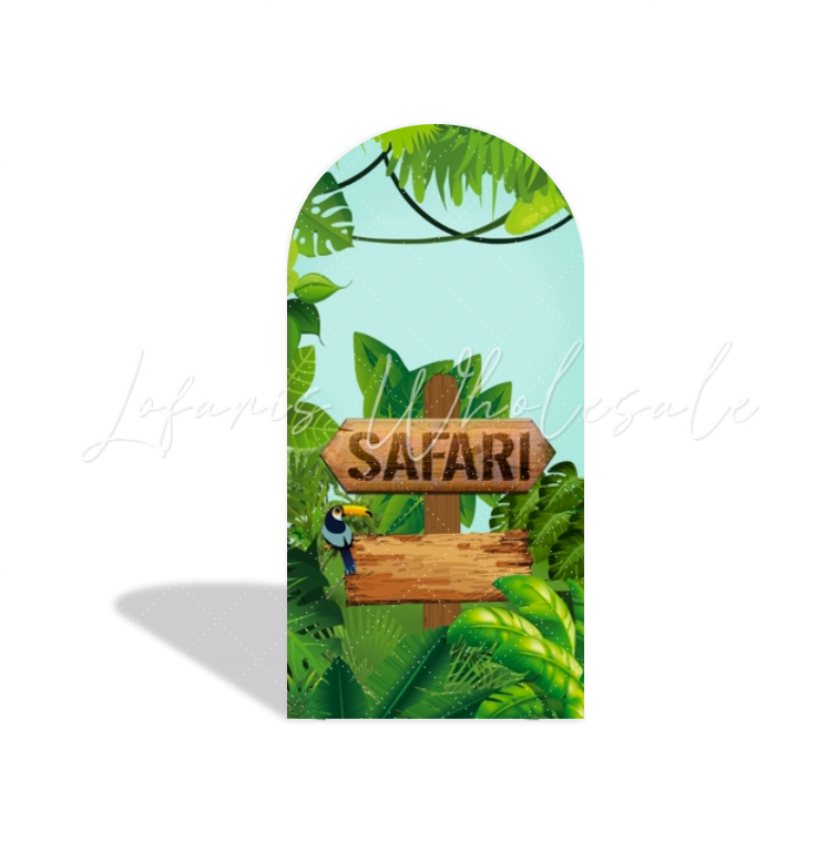 Toile de fond pour arche Joyeux Anniversaire Mickey Safari Sauvage