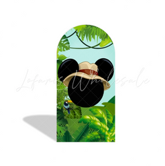 Toile de fond pour arche Joyeux Anniversaire Mickey Safari Sauvage