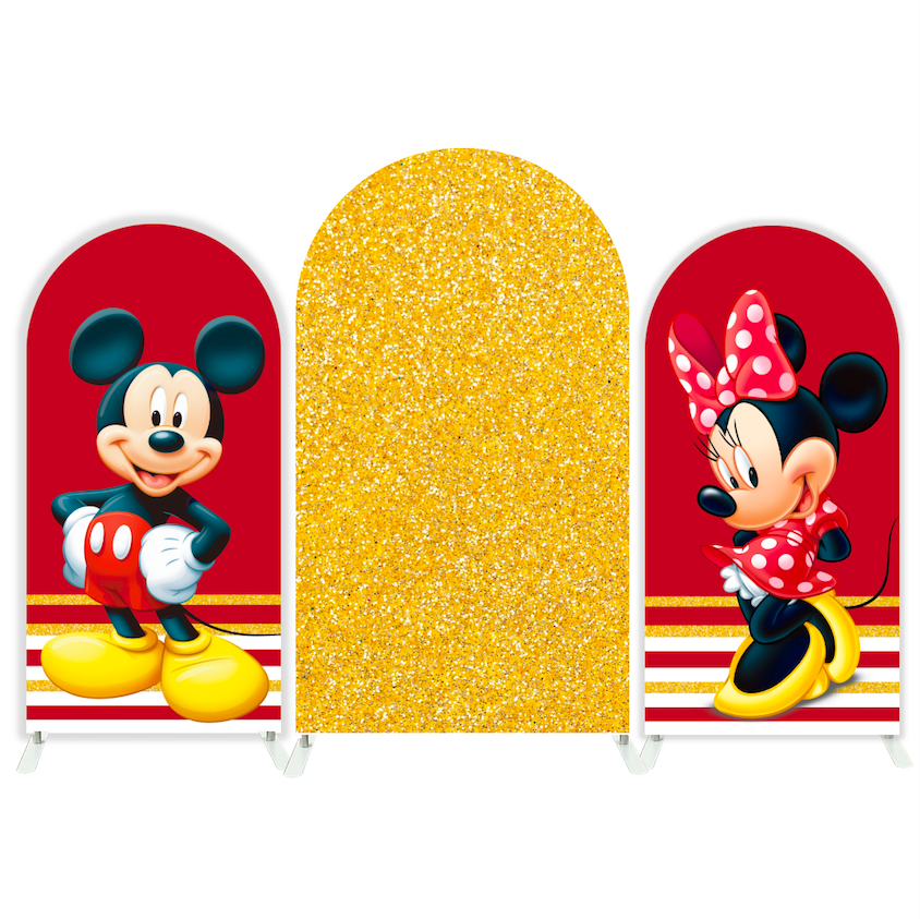 Toile de fond pour arche fête anniversaire dessin animé Minnie Mickey