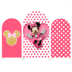Toile de fond pour arche fête anniversaire Minnie Mouse