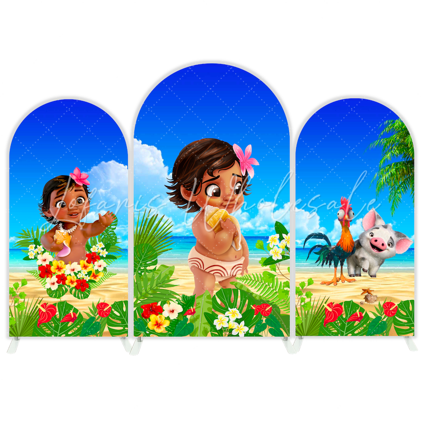 Toile de fond pour arche Joyeux Anniversaire thème Bébé Vaiana