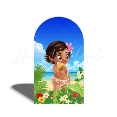 Toile de fond pour arche Joyeux Anniversaire thème Bébé Vaiana
