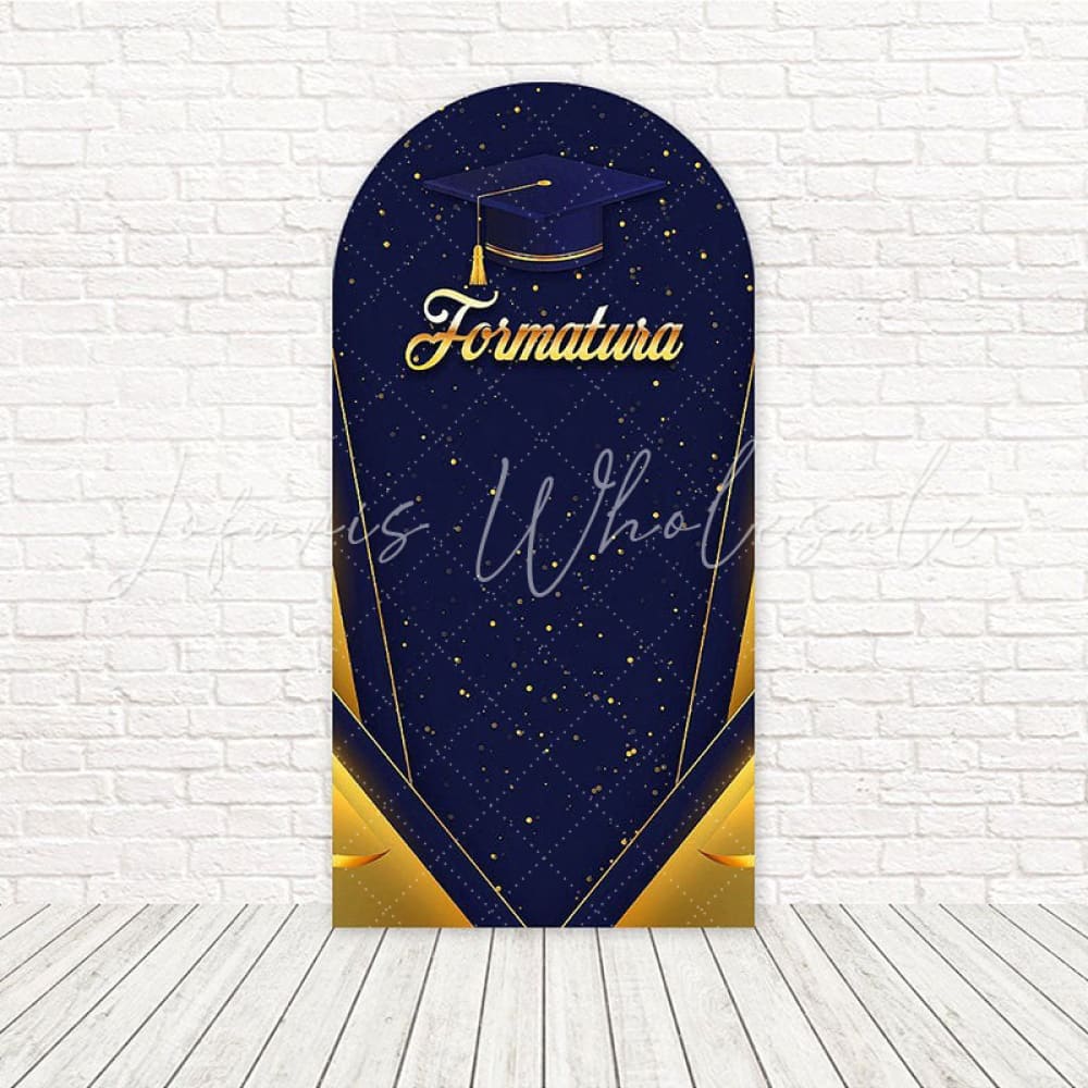 Toile de fond pour arche scène lancer de chapeau graduation marine pour fête fin d'études