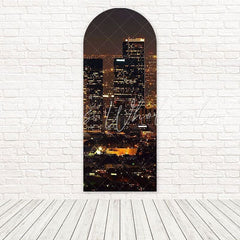 Toile de fond pour arche thème futuriste urbain paysage urbain immeubles nuit