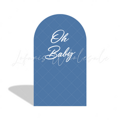 Toile de fond pour arche montgolfière bleue Oh Baby pour anniversaire Baby Shower révélation genre