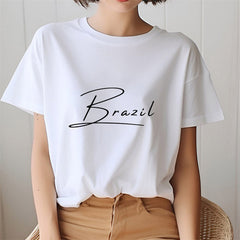 T-shirt à manches courtes avec lettre minimale olympique 2024 Brésil