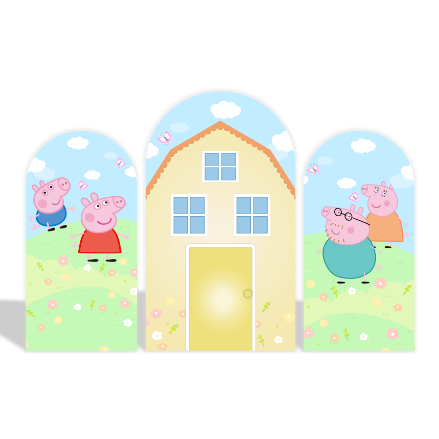 Toile de fond pour arche fête anniversaire thème Peppa Pig