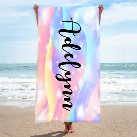 Personnalisé Arc-en-ciel Couleur Nom été Plage Serviette