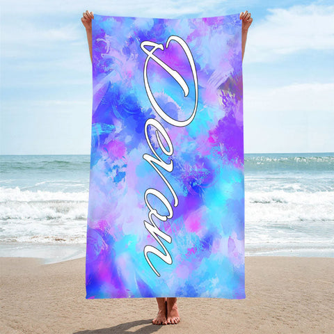 Personnalisé Arc-en-ciel Couleur Nom été Plage Serviette