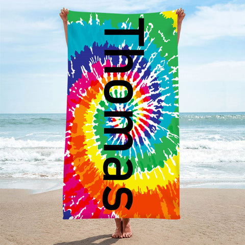 Personnalisé Arc-en-ciel Couleur Nom été Plage Serviette