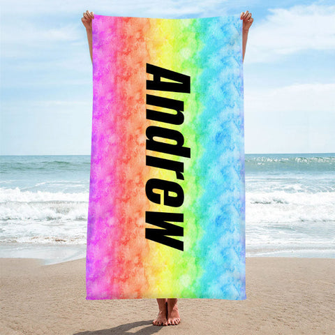 Personnalisé Arc-en-ciel Couleur Nom été Plage Serviette