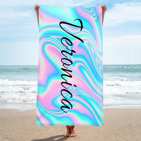 Personnalisé Arc-en-ciel Couleur Nom été Plage Serviette