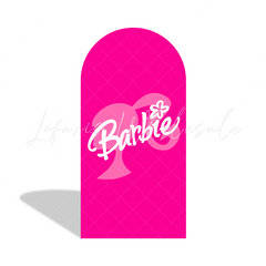 Toile de fond pour arche Joyeux Anniversaire tête Barbie rose