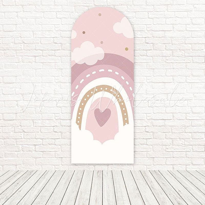 Toile de fond pour arche rêve ton doux arc-en-ciel boho rose pour anniversaire calme