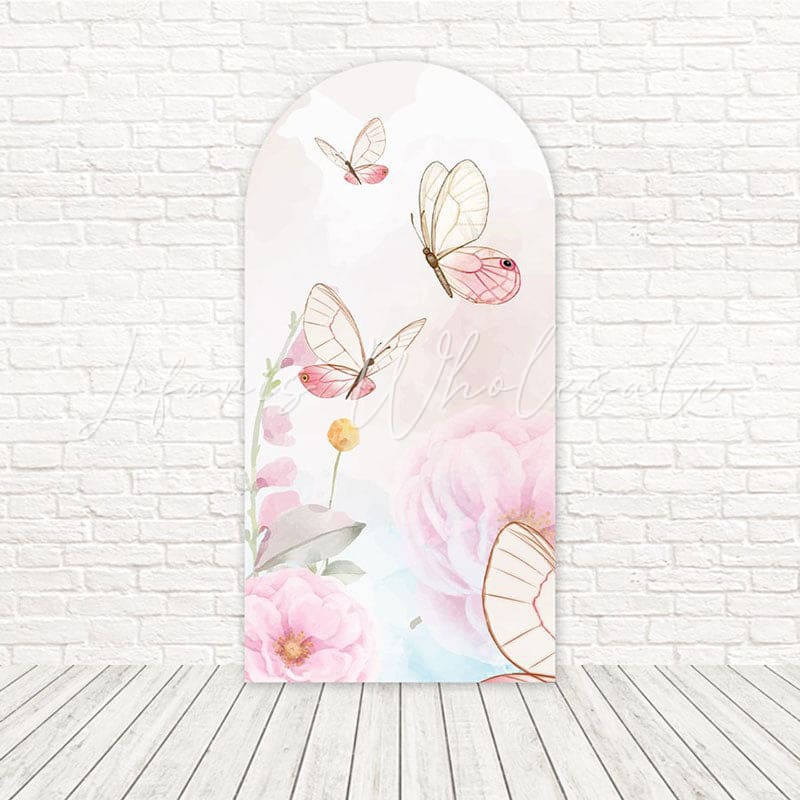 Toile de fond pour arche papillons roses pour thèmes fête fantaisiste et élégante