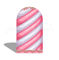 Toile de fond pour arche fête anniversaire Baby Shower carrousel rose