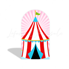 Toile de fond pour arche fête anniversaire cirque rose