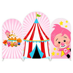 Toile de fond pour arche fête anniversaire cirque rose