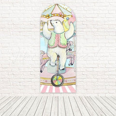 Toile de fond pour arche thème fête ludique fun carnaval ours cirque rose